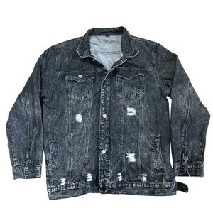 Black Stonewash Distressed Black Denim Jacket XXXL